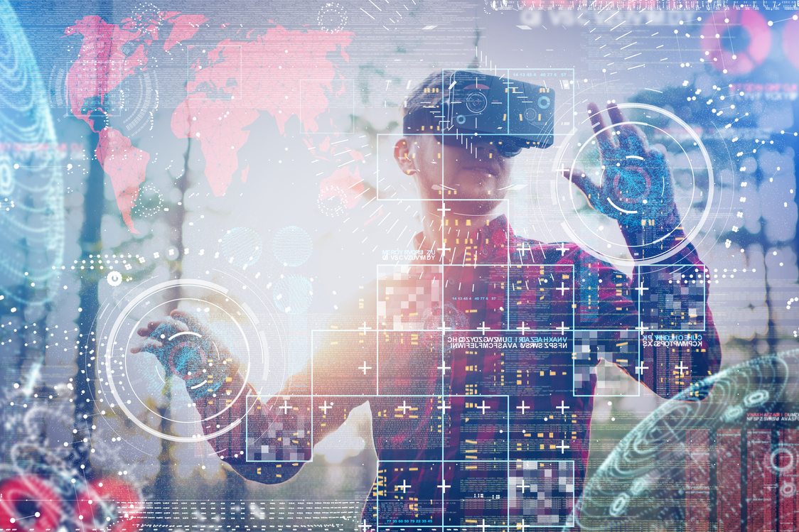 Businessman using VR